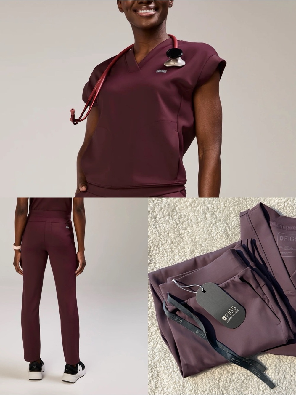 FIGS FormX Set (4 pieces) XXS/XS Burgundy and Plum